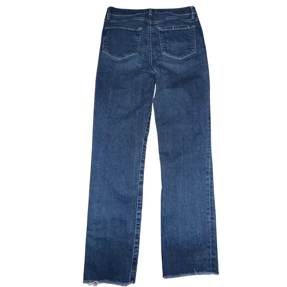 Paige Hoxton Slim Crop Jeans 28 Blue High Rise Raw Hem Designer Denim Casual - Picture 2 of 7